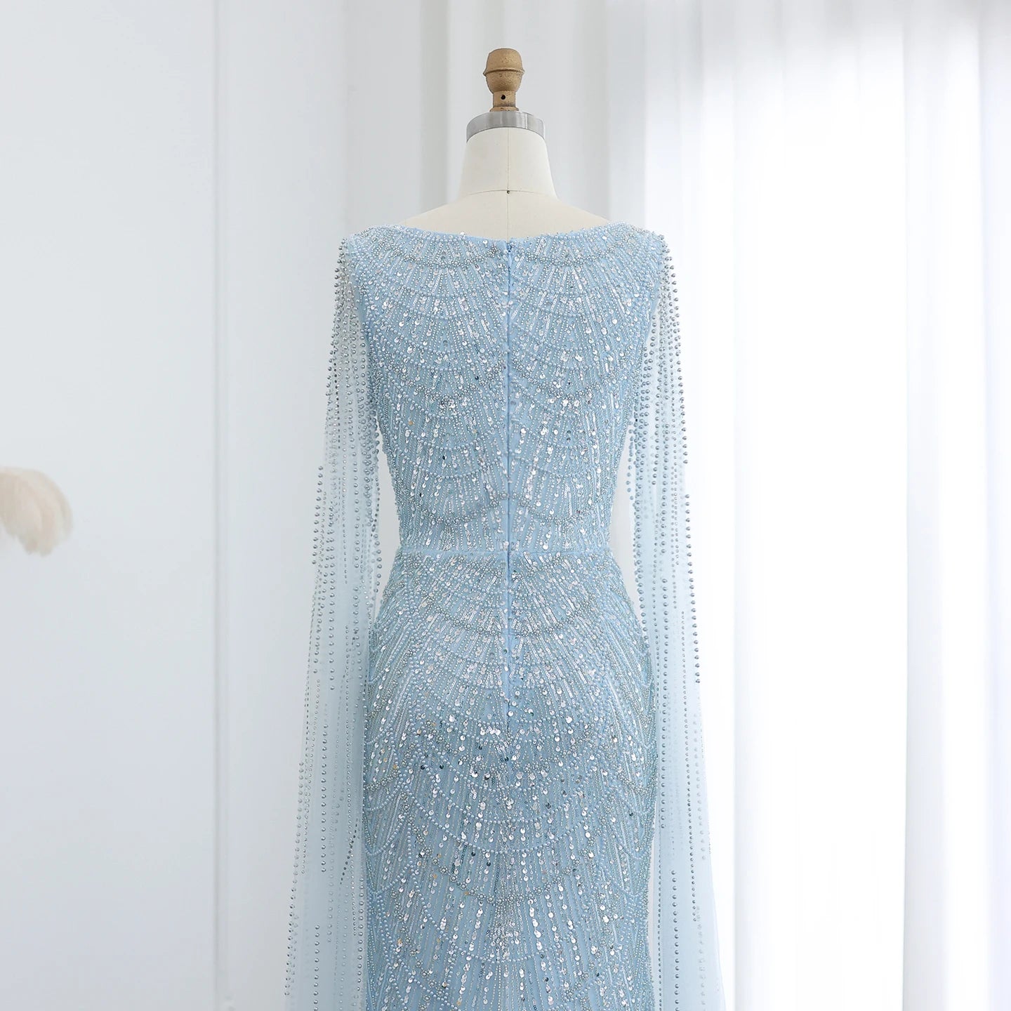 Beaded Mermaid with Cap Sleeves Evening Dresses for Women Champagne Formal Dresses Prom Dress - Image 12