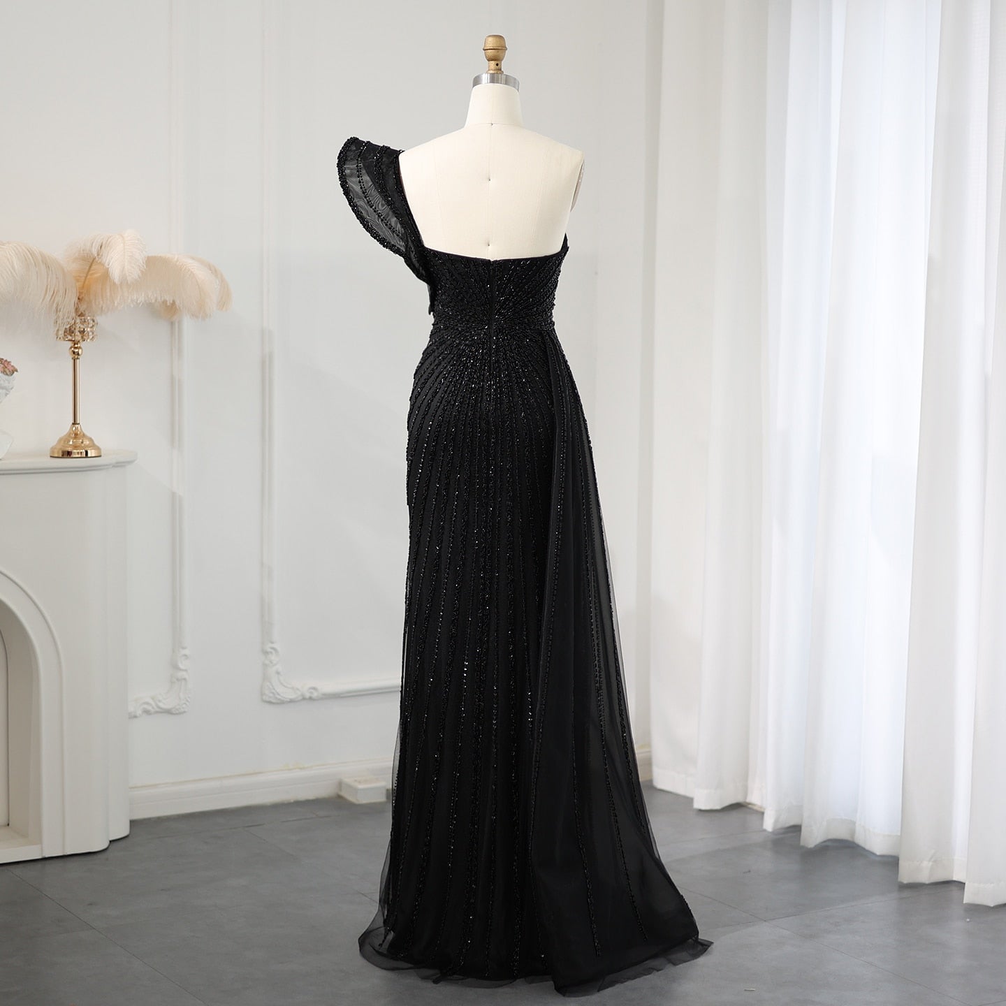 One Shoulder Mermaid Evening Dresses for Women Wedding Party High Slit Long Prom Formal Gowns - Image 13