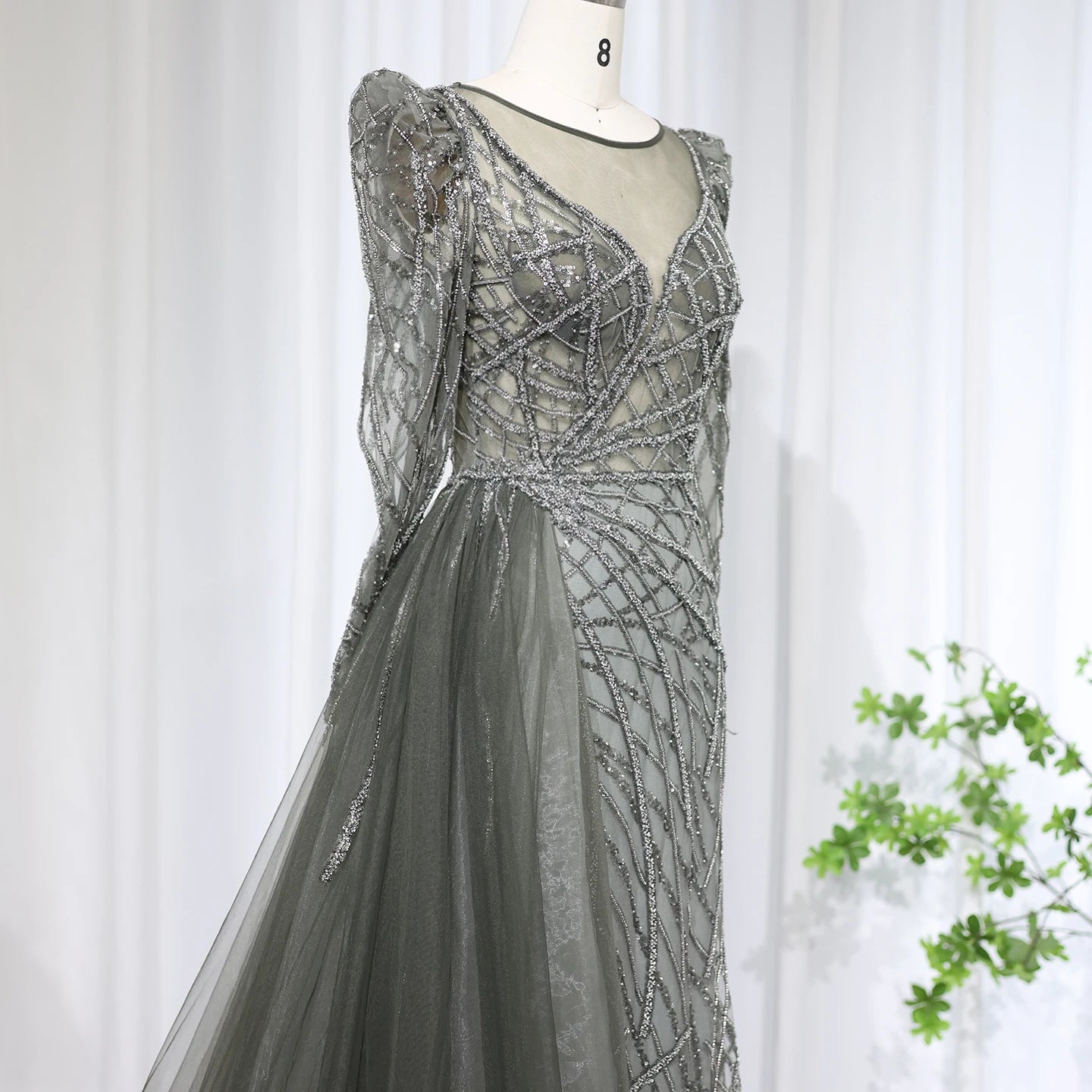 Luxury Mermaid Beaded Evening Dresses with Overskirt 2024 Plus Size Women Wedding Party Gown - Image 10