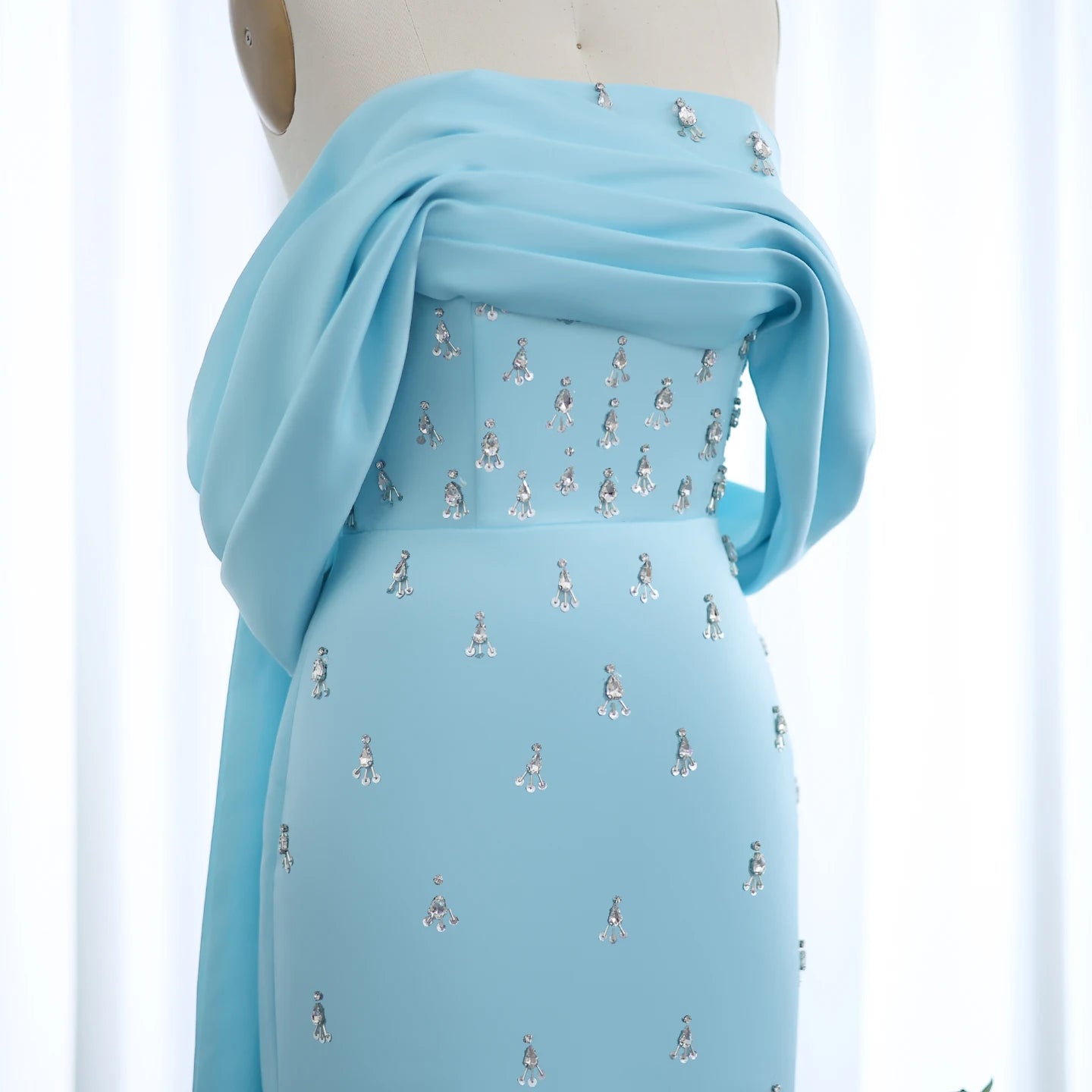 Pink Off Shoulder blue Evening Dress for Women Long Formal Prom Party Gowns - Image 16
