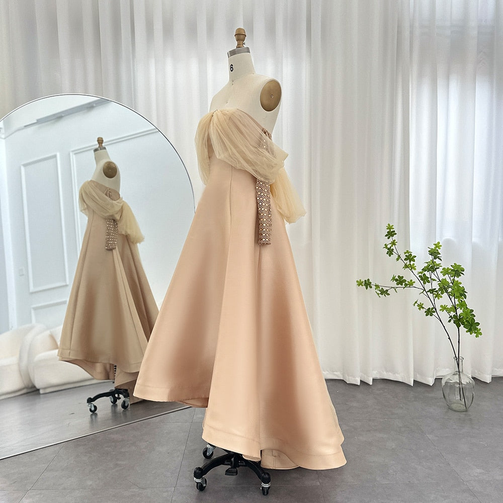 Crystal Luxury Evening Dresses for Women Wedding Party Long Sleeve Dress - Image 12