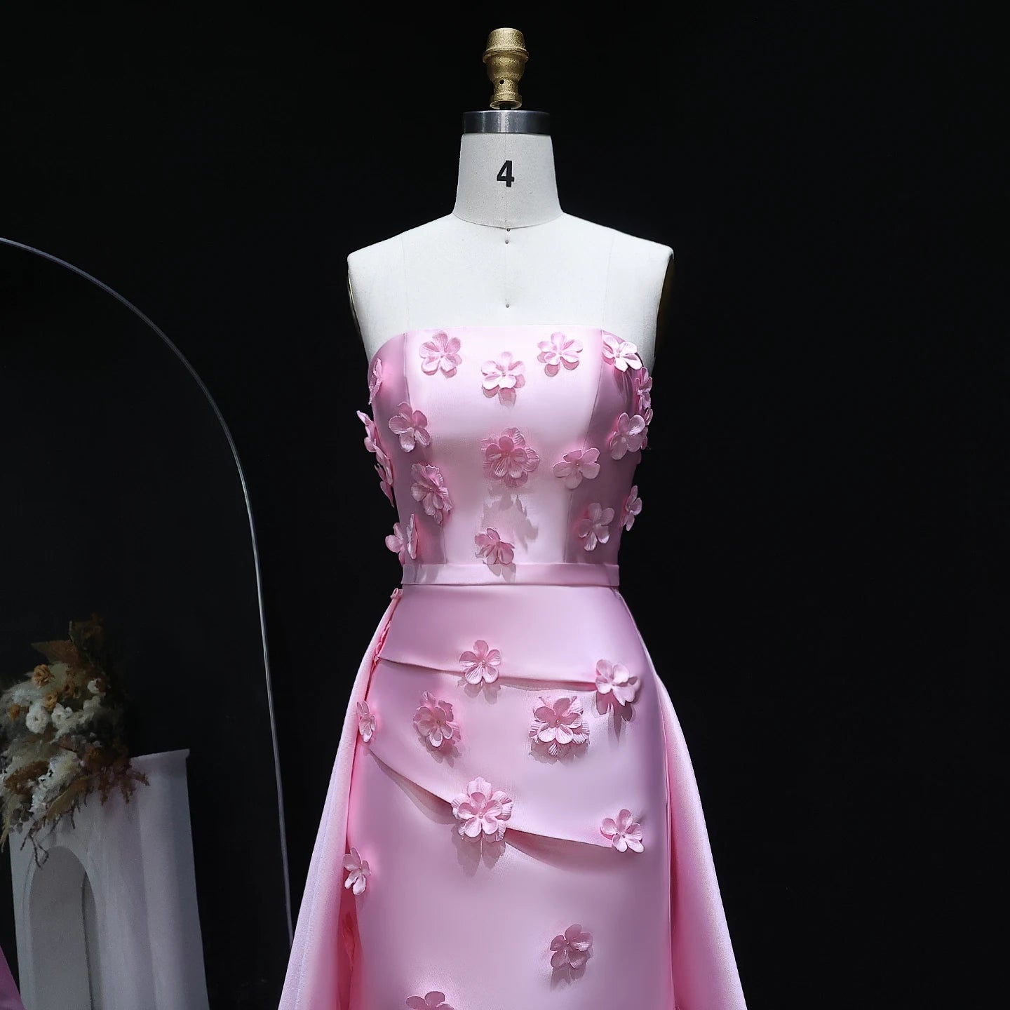 3D Flowers Mermaid Evening Dress with Detachable Overskirt Women Wedding Party Gowns Customized - Image 8