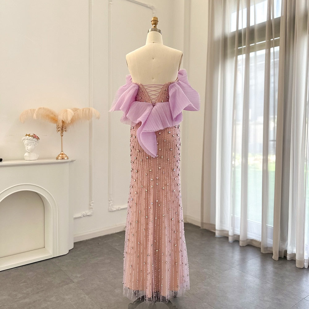 Luxury Lilac Long Evening Dress Elegant Off Shoulder Formal Prom Gown - Image 14