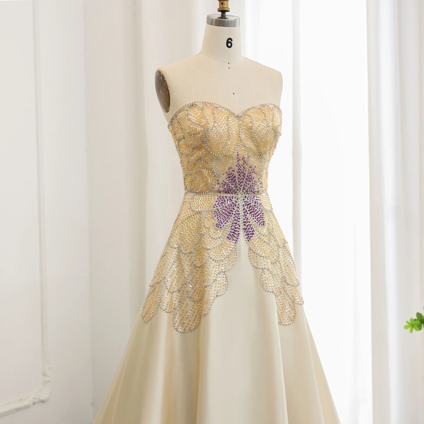 Luxury Beaded Butterfly Evening Dresses for Women Wedding 2024 Elegant Sweetheart Satin Prom Party Gowns - Image 4
