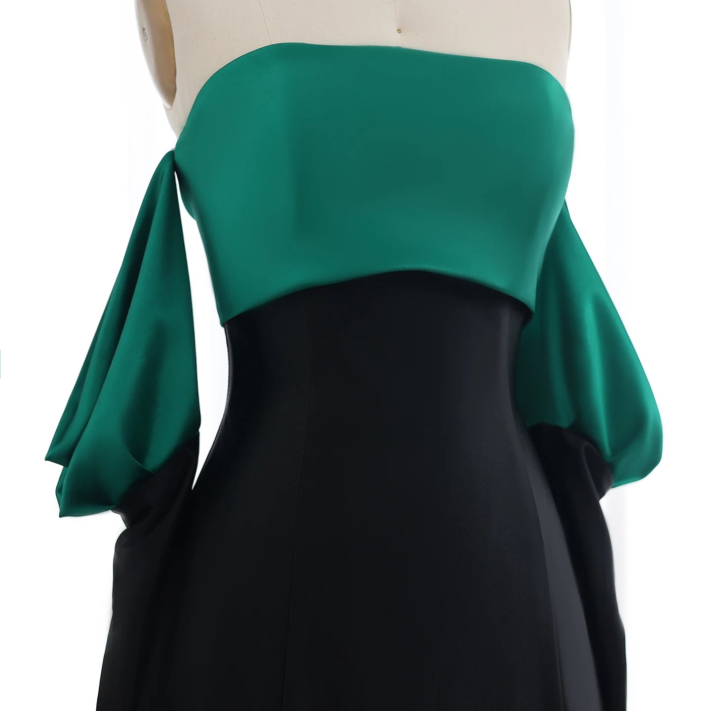 Black Emerald Green A-line Evening Dress with Sleeves Elegant Strapless Women Wedding Party Gowns - Image 3