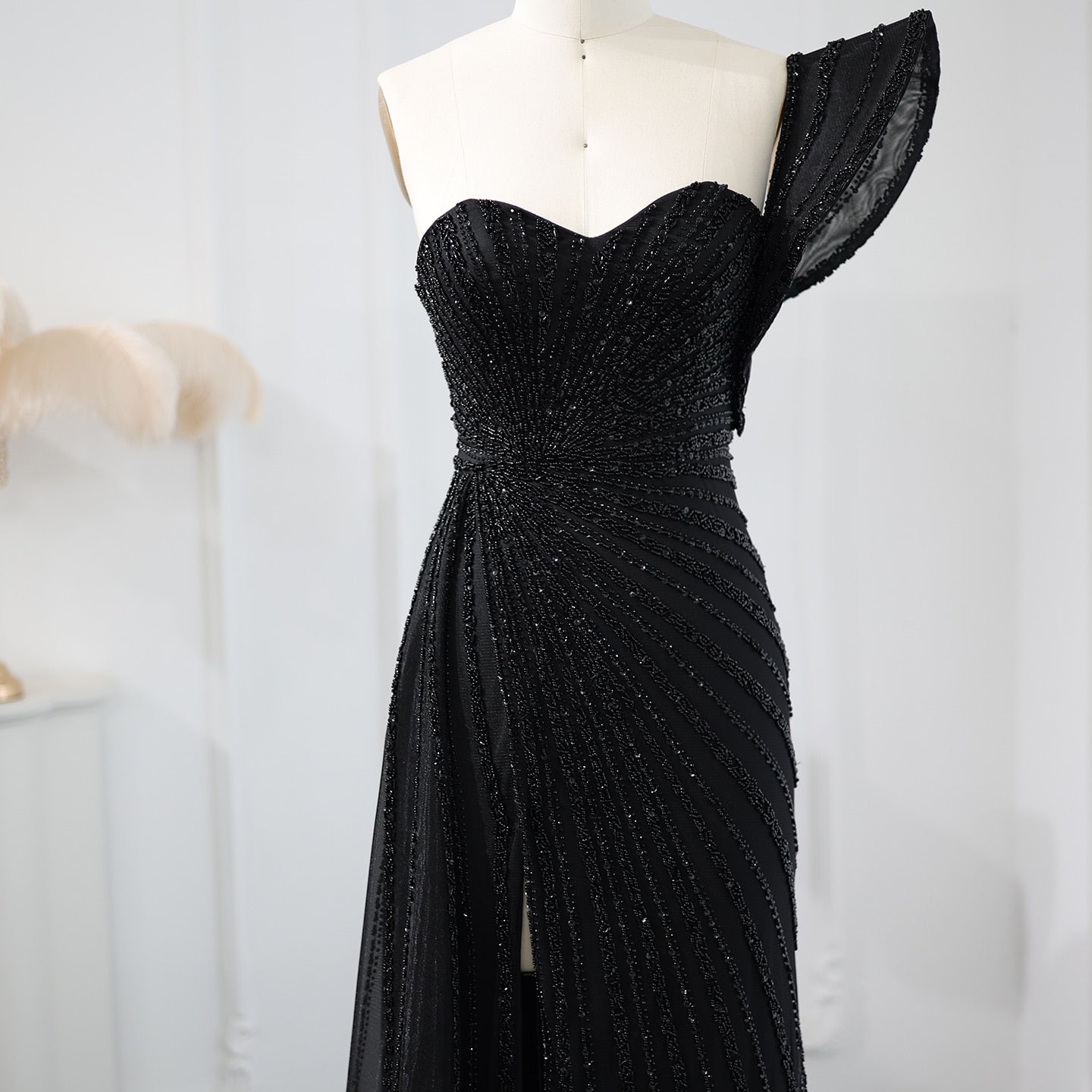 One Shoulder Mermaid Evening Dresses for Women Wedding Party High Slit Long Prom Formal Gowns - Image 11