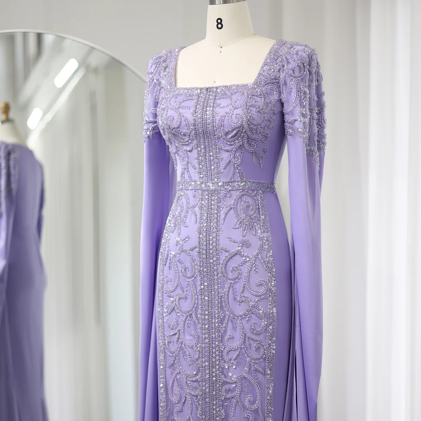 Luxury Mermaid kaftan Evening Dresses with Cape Sleeves Women Wedding Engagement Party Gowns - Image 13