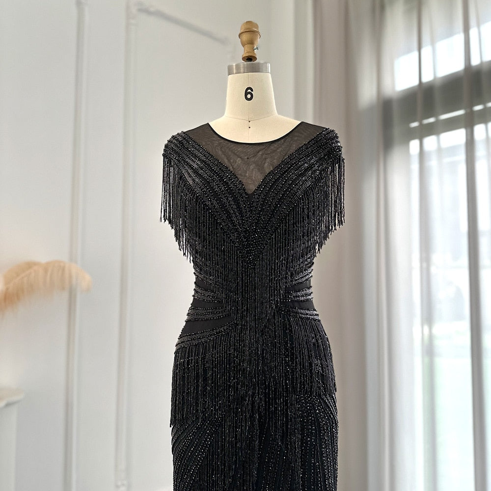 Heavy Beading Tassel Mermaid Evening Dress Luxury Wedding Party Gowns - Image 18