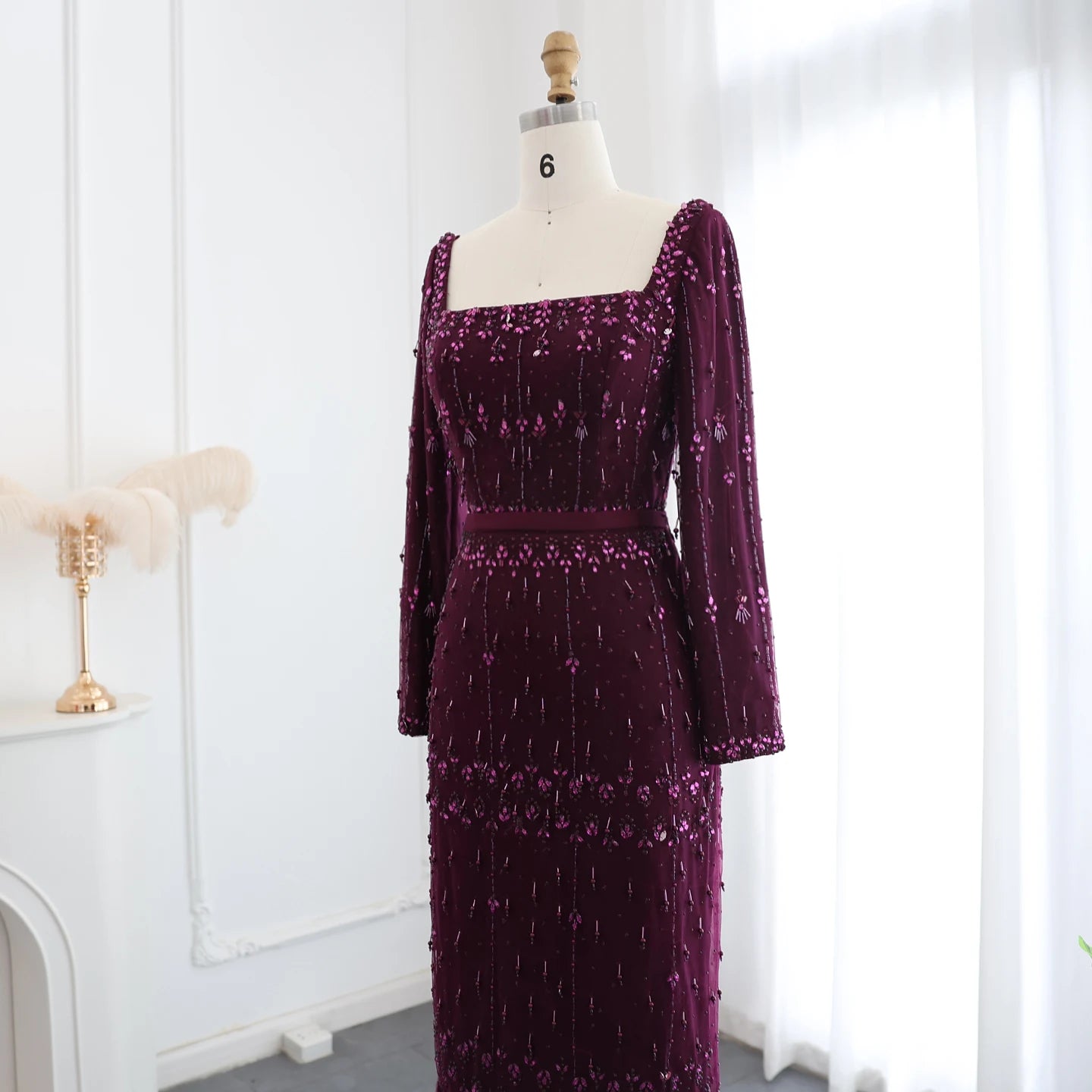 Mermaid Evening Dress with Cape Luxury Feather Formal Dresses for Women Wedding Party - Image 63