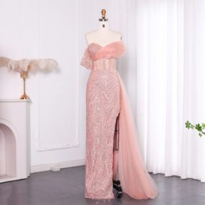 Blush Pink Off Shoulder Elegant Evening Dress for Women Wedding Luxury Party Gowns