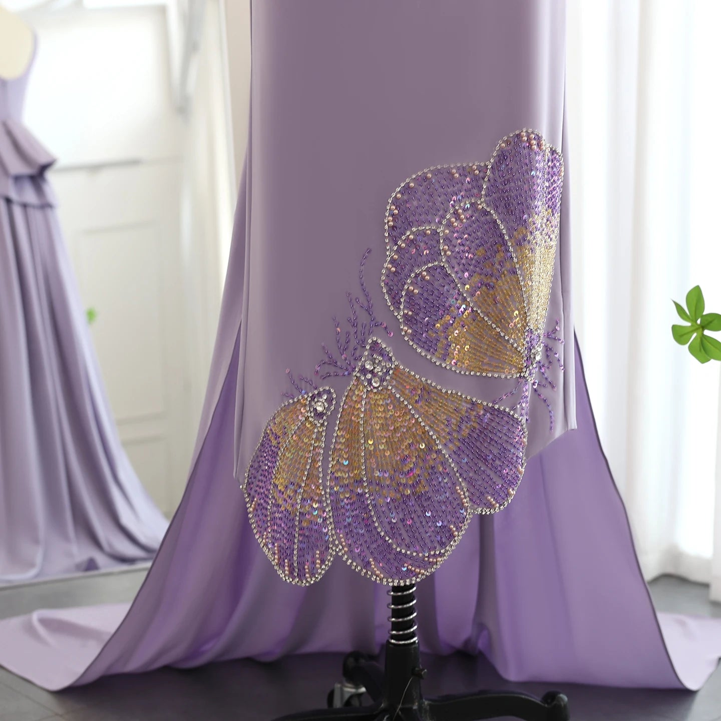 Pink Scalloped Evening Dresses Lilac Luxury Butterfly Beaded Women Wedding Party Gown - Image 10