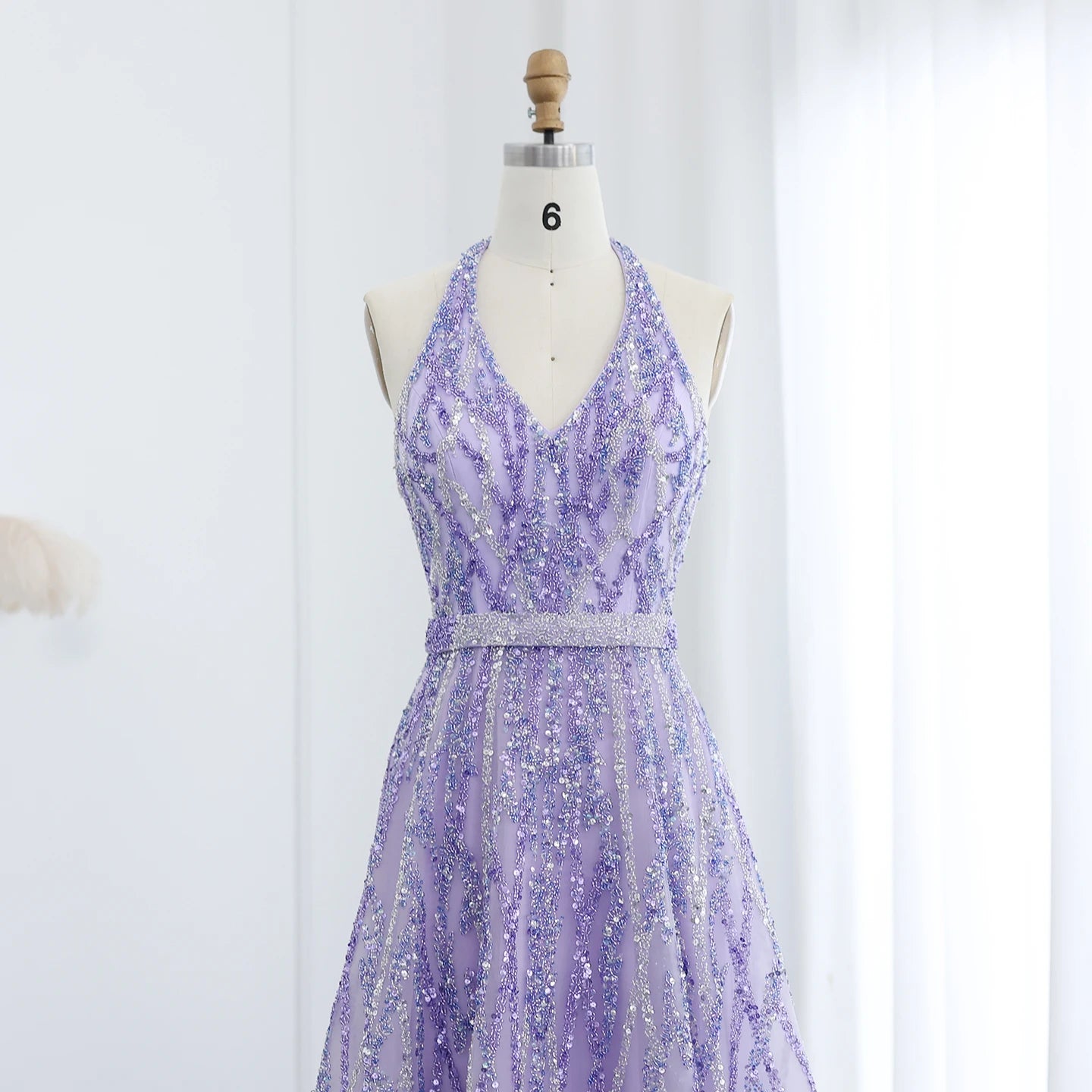 Beaded Lemon Green Evening Dresses with Halter High Low Women Wedding Party Gowns - Image 11