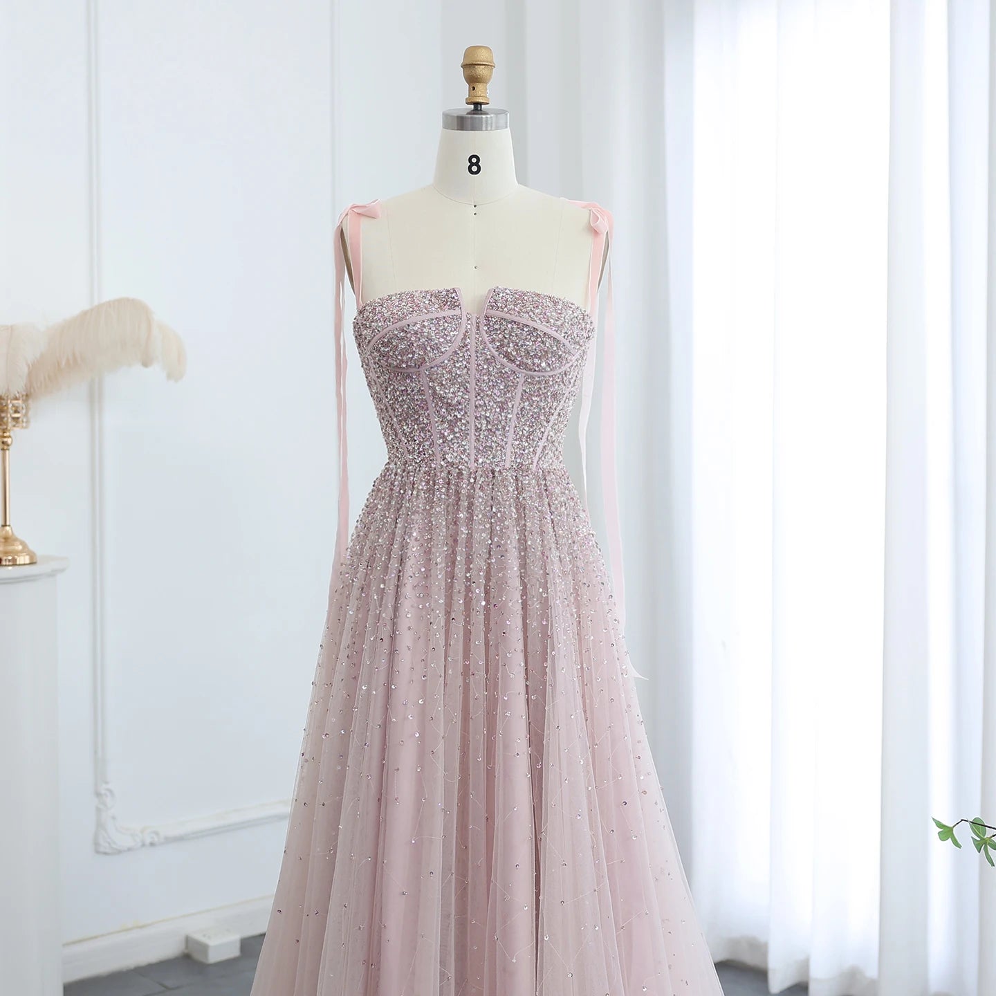 Luxury Beaded Wine Red Evening Dresses with Straps Elegant Women Arabic Wedding Party Gown - Image 6