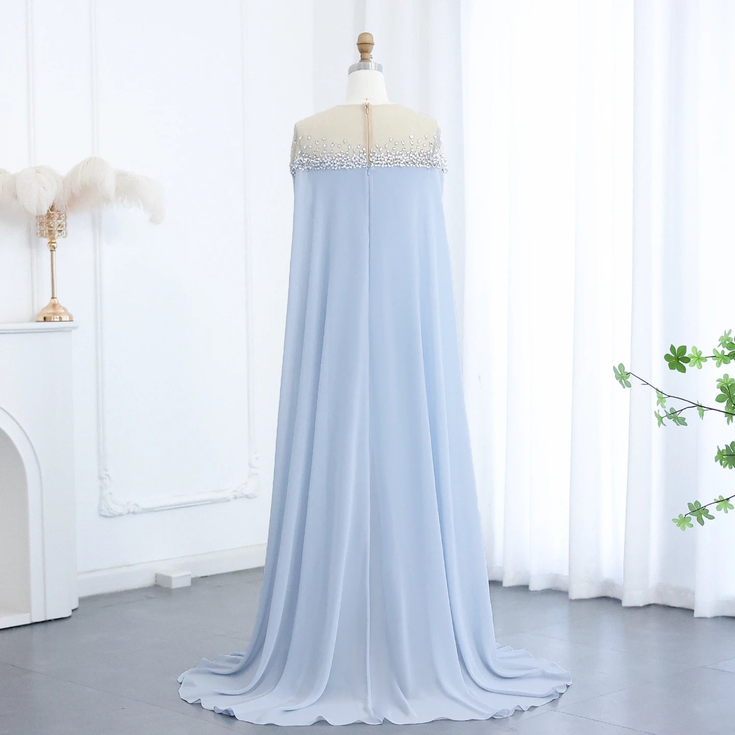 Arabic Luxury Crystal Baby Blue Evening Dress for Women Wedding Elegant Formal Party Gowns - Image 5