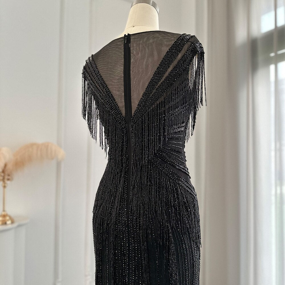 Heavy Beading Tassel Mermaid Evening Dress Luxury Wedding Party Gowns - Image 21