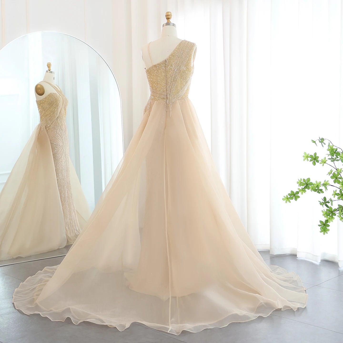 Luxury Evening Dress with Overskirt Elegant One Shoulder Women Wedding Party Prom Formal Gowns - Image 11