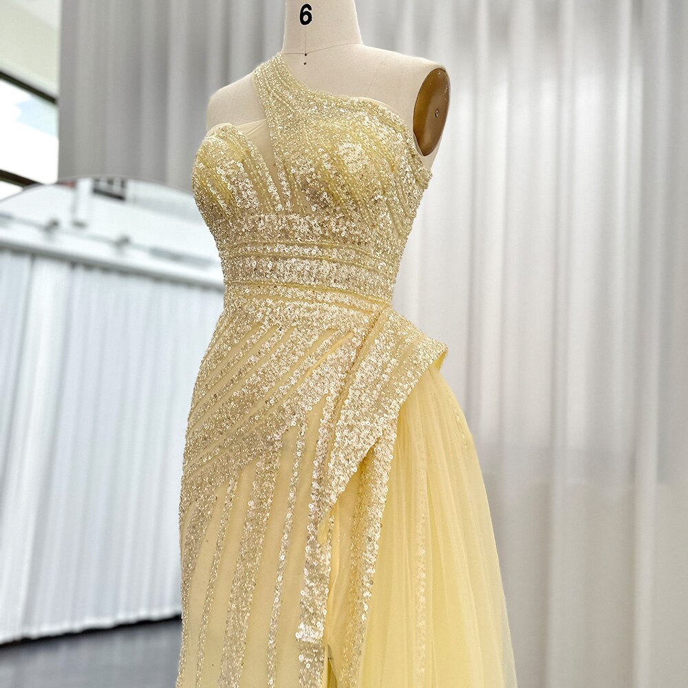 Luxury One Shoulder Mermaid Evening Dresses for Woman Wedding Party High Split Prom Formal Gowns - Image 5