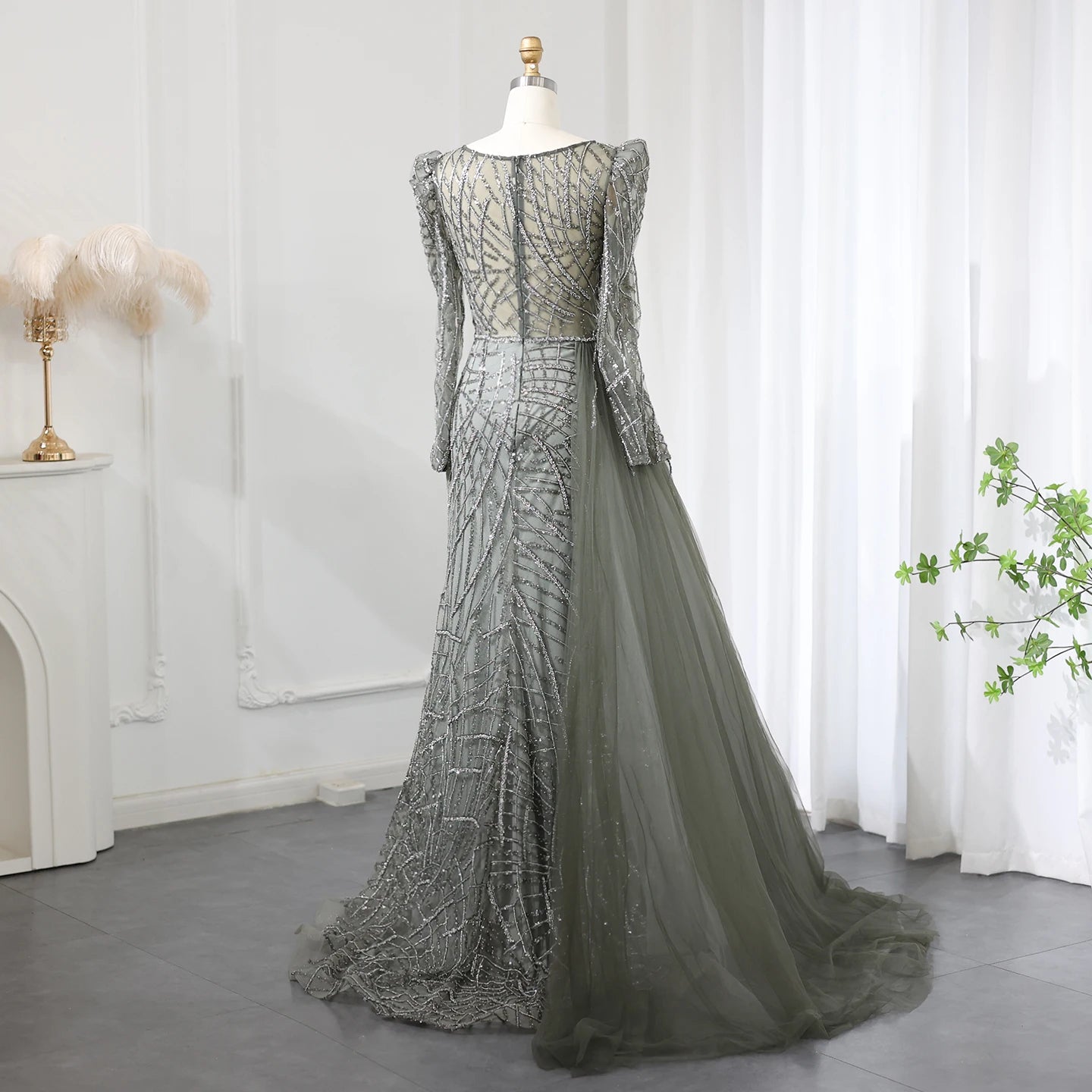 Luxury Mermaid Beaded Evening Dresses with Overskirt 2024 Plus Size Women Wedding Party Gown - Image 12