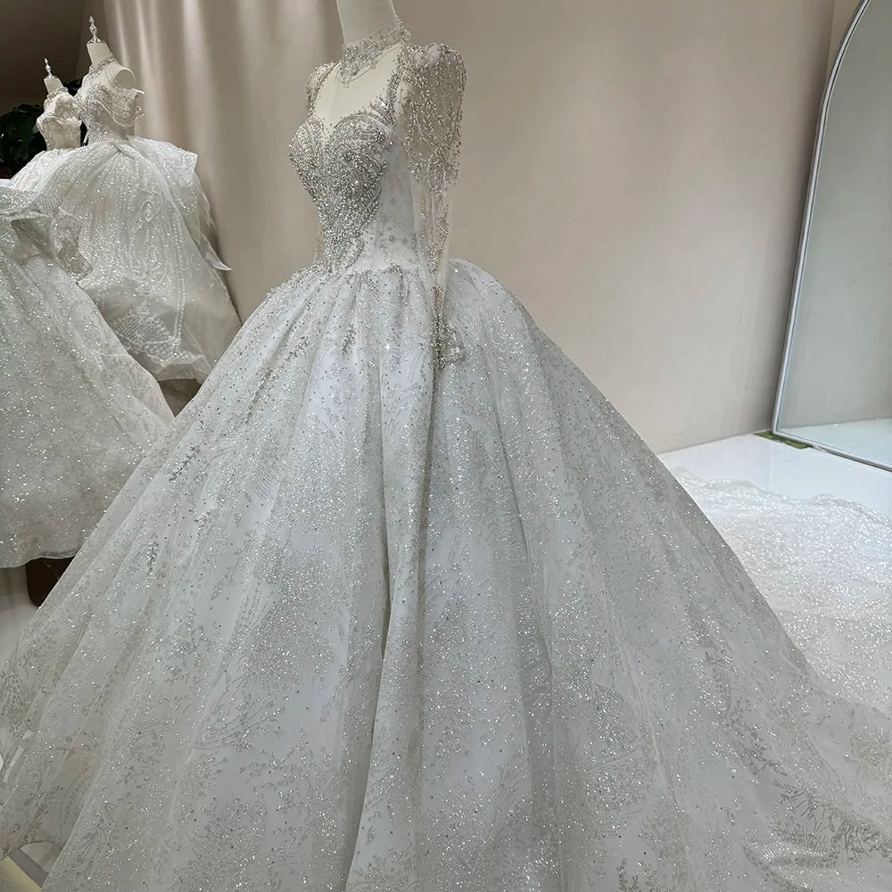 Classic Long Sleeve Empire Puffy Women's Gowns Dresses For Wedding day - Image 4