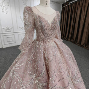 Sequins Ball Gown Long Sleeve Evening Dresses