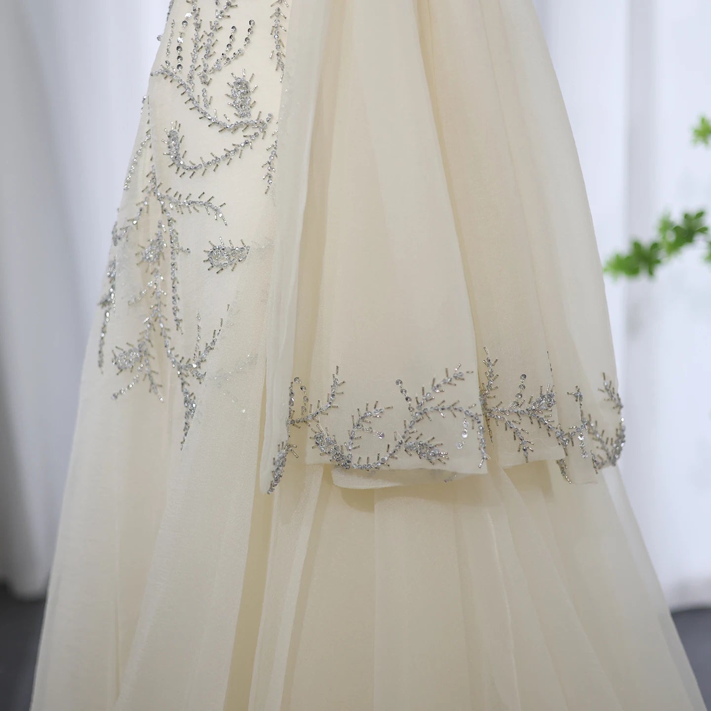 Halter Beige Evening Dress for Women Wedding Luxury Crystal Long Prom Party Dresses - Image 7