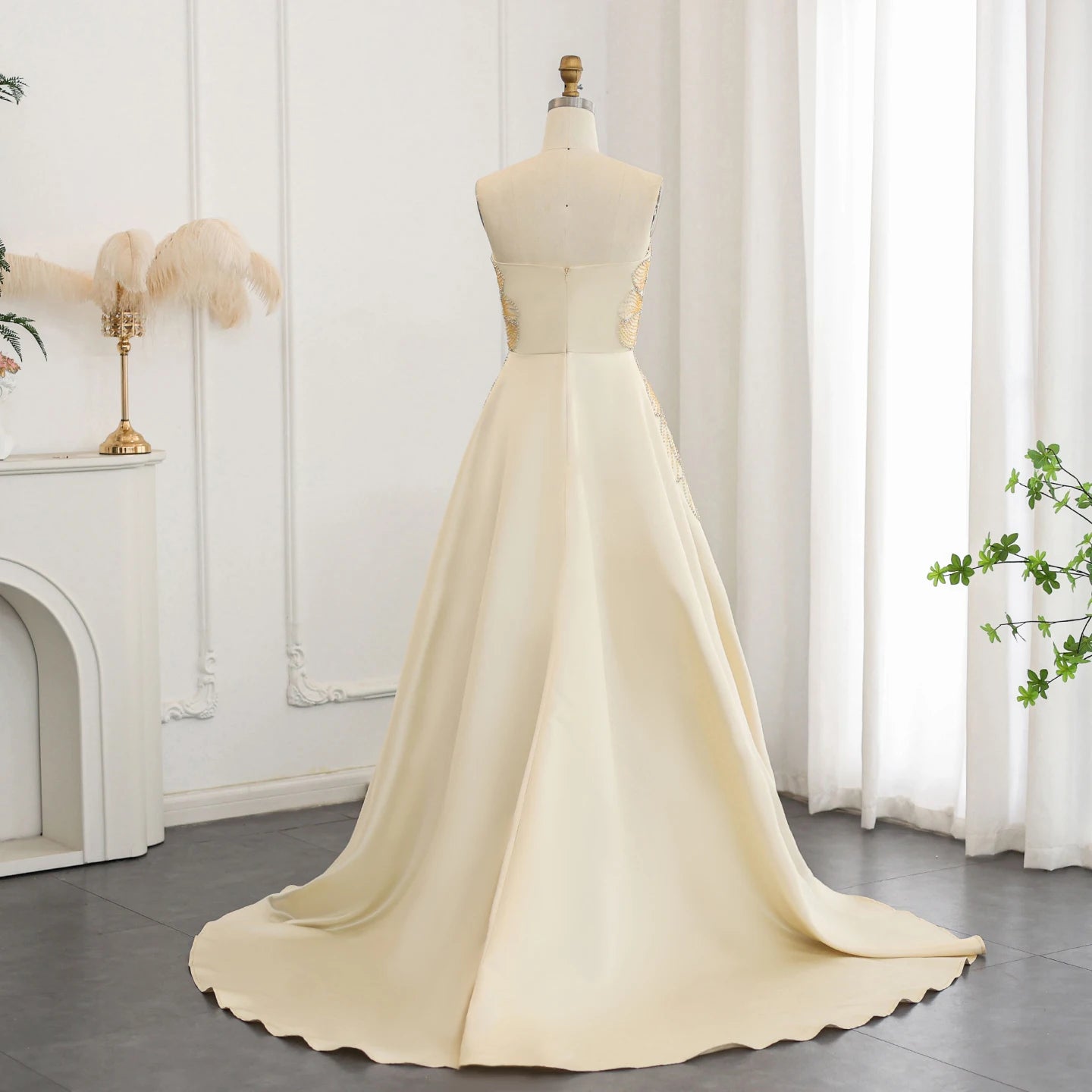Luxury Beaded Butterfly Evening Dresses for Women Wedding 2024 Elegant Sweetheart Satin Prom Party Gowns - Image 8