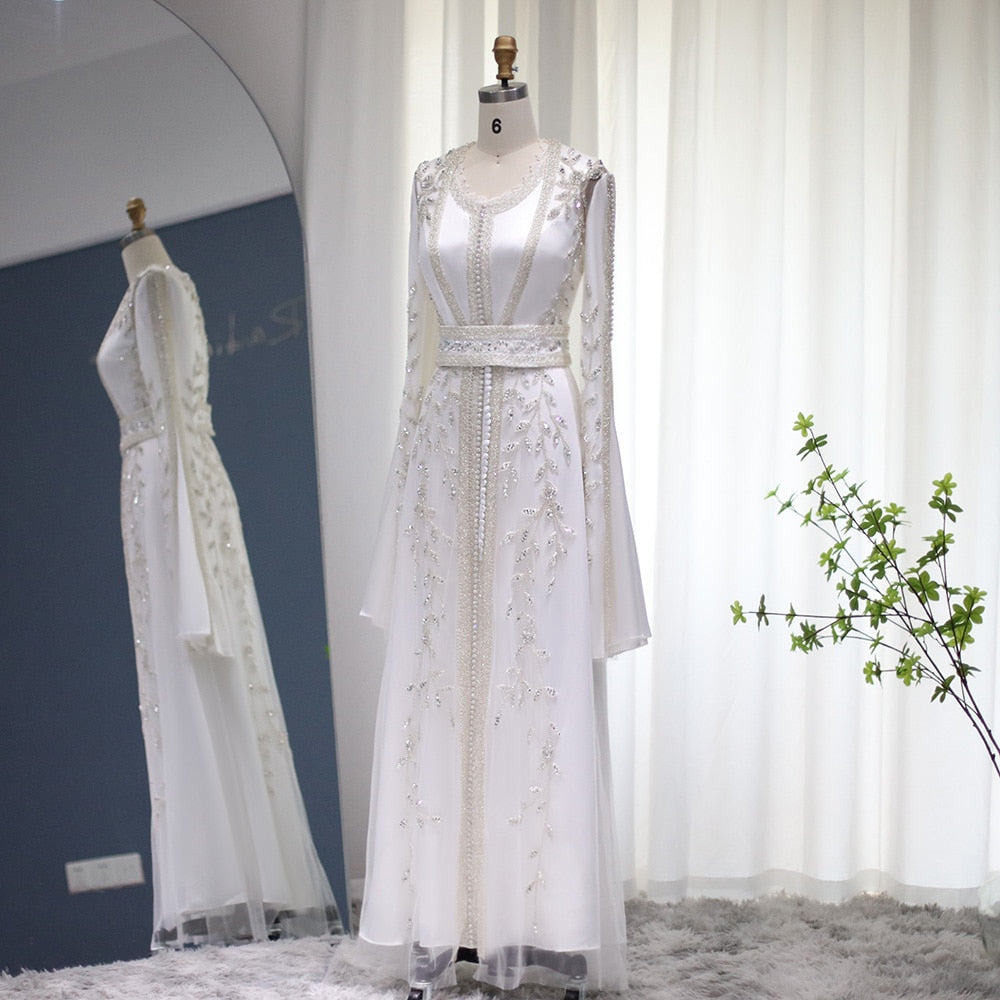 Luxury Kaftan Moroccan Evening Dresses Long Sleeve Women Wedding Party Gowns - Image 7