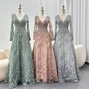 Luxury Beaded Evening Dresses Elegant Woman Wedding Formal Party Gowns