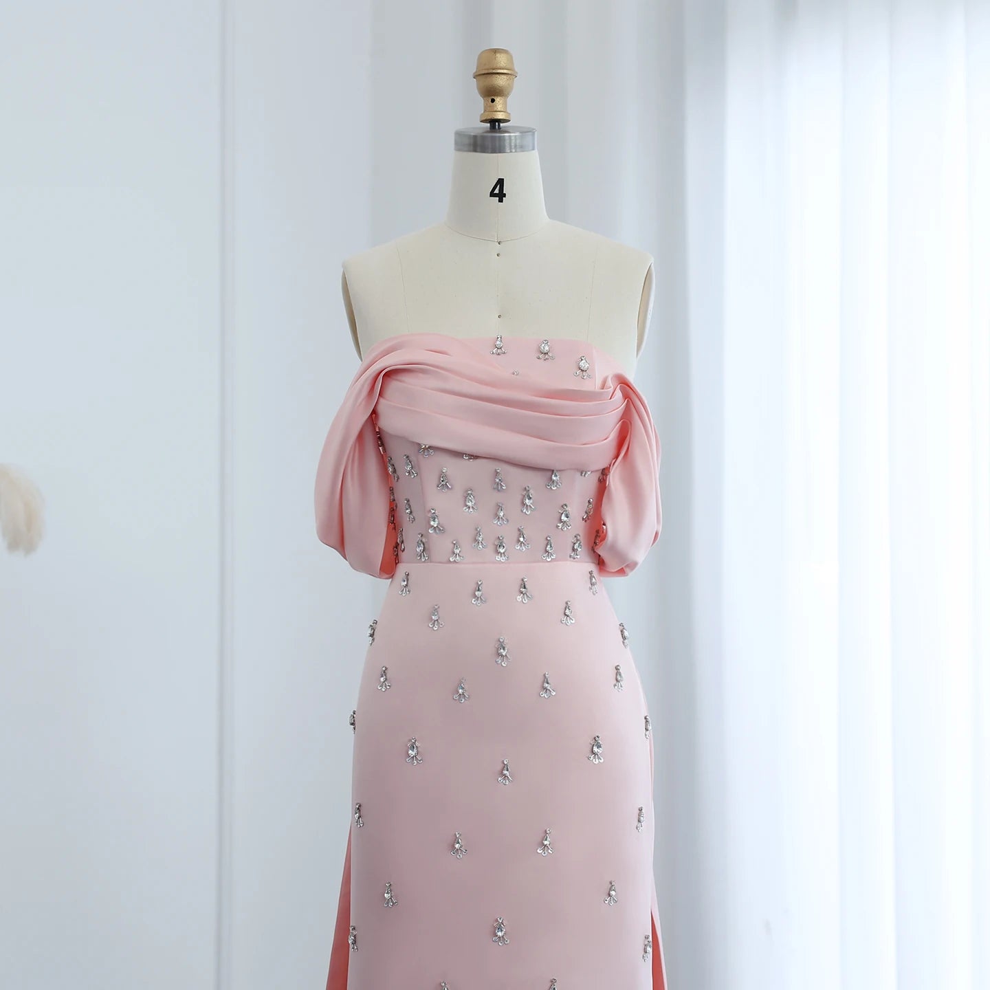 Pink Off Shoulder blue Evening Dress for Women Long Formal Prom Party Gowns - Image 6