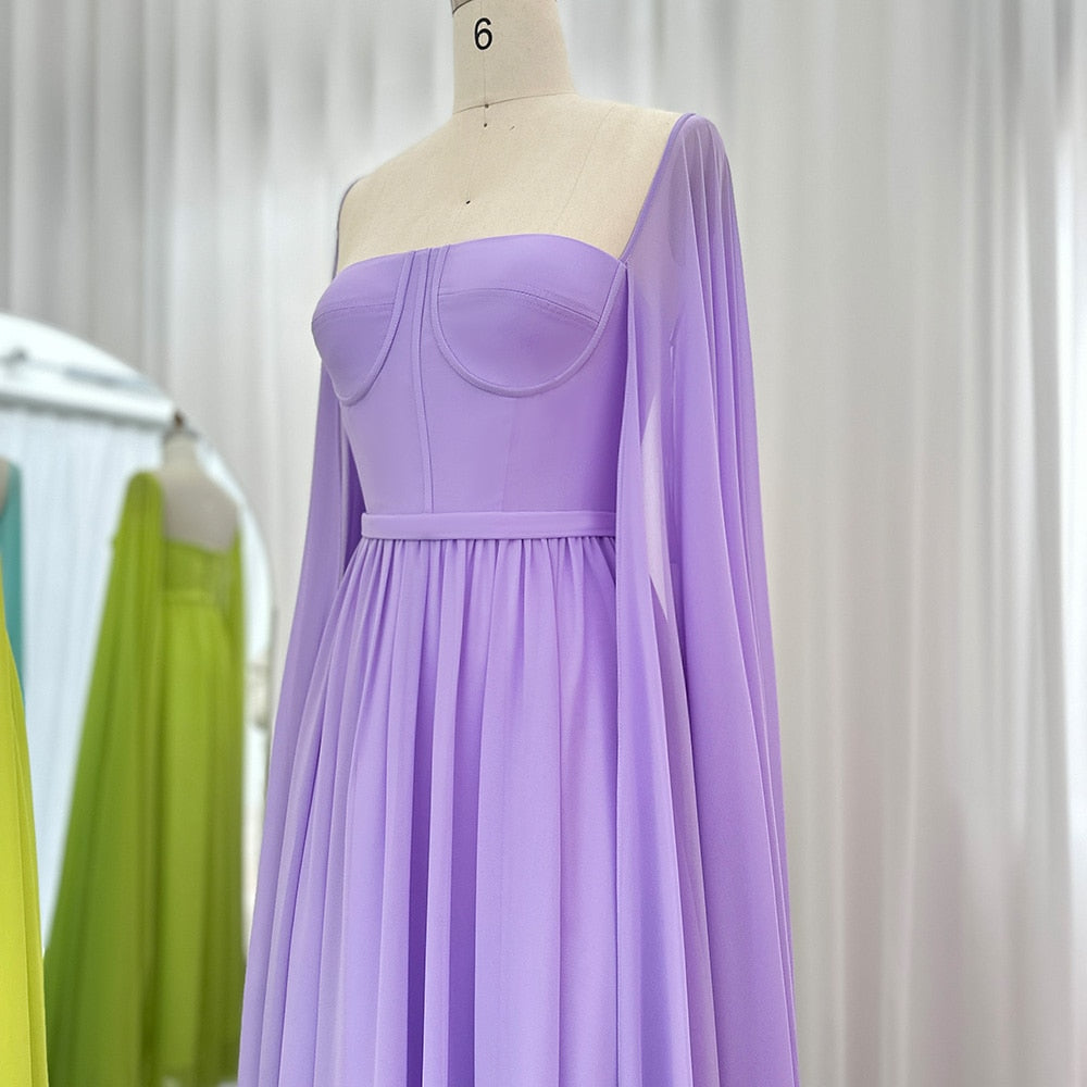 Evening Dresses with Cape Sleeves Elegant Women Wedding Party Formal Gown - Image 8