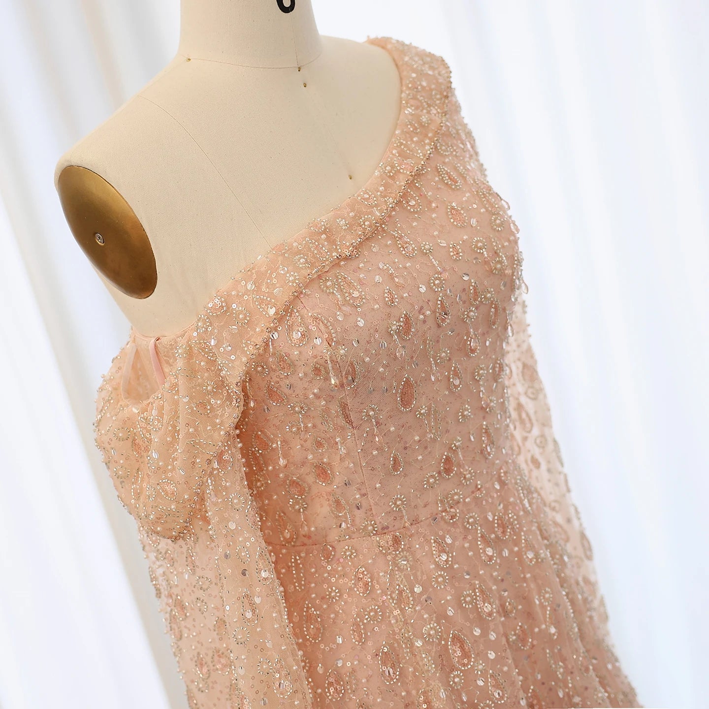 Luxury Feather One Shoulder Evening Dresses with Cape Sleeves Rose Gold Lilac Women Wedding Party Gowns - Image 10
