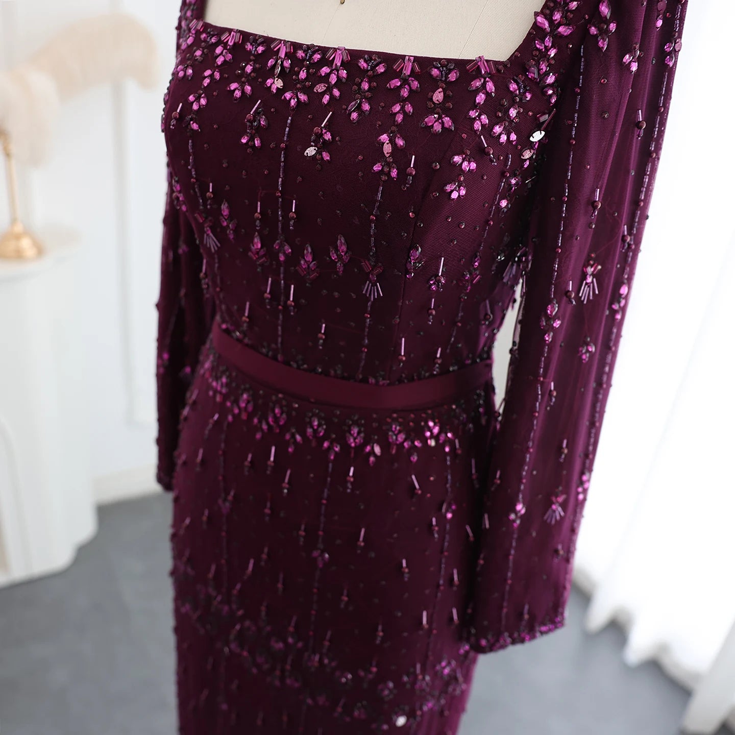 Mermaid Evening Dress with Cape Luxury Feather Formal Dresses for Women Wedding Party - Image 64