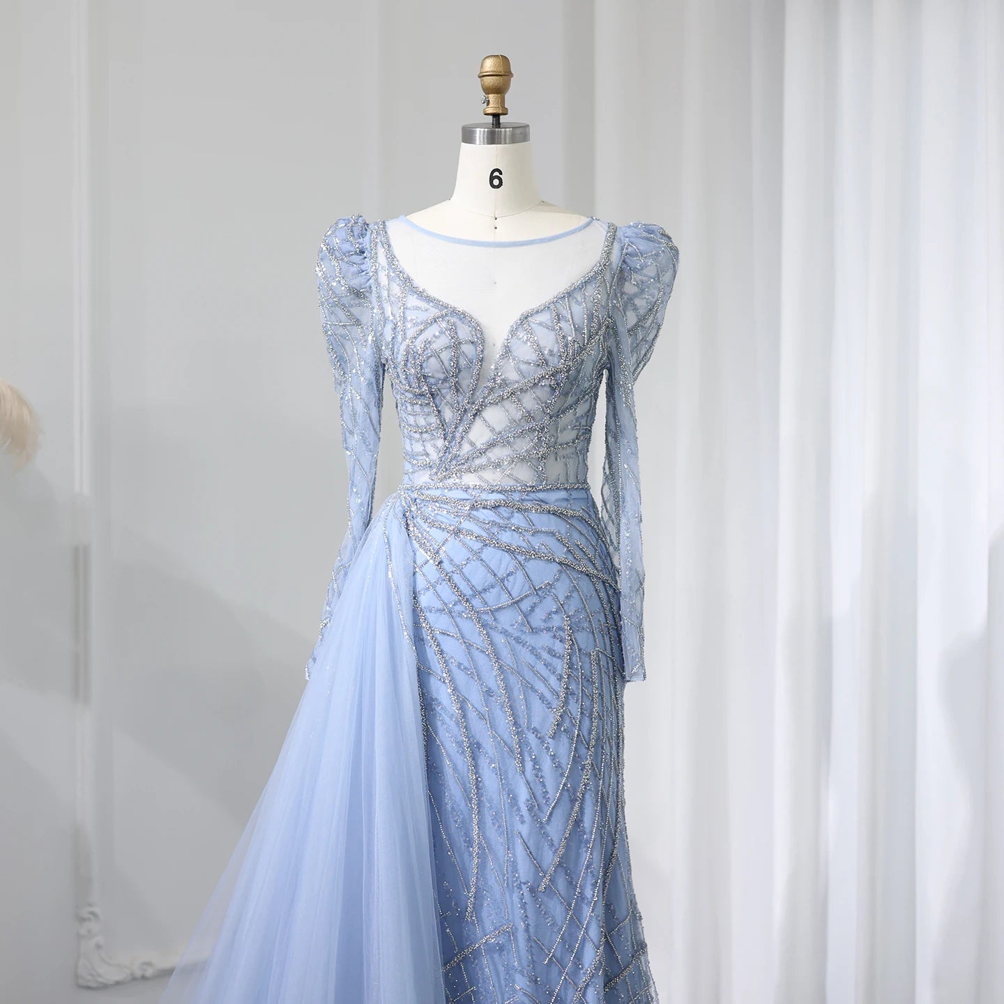 Luxury Mermaid Beaded Evening Dresses with Overskirt 2024 Plus Size Women Wedding Party Gown - Image 14