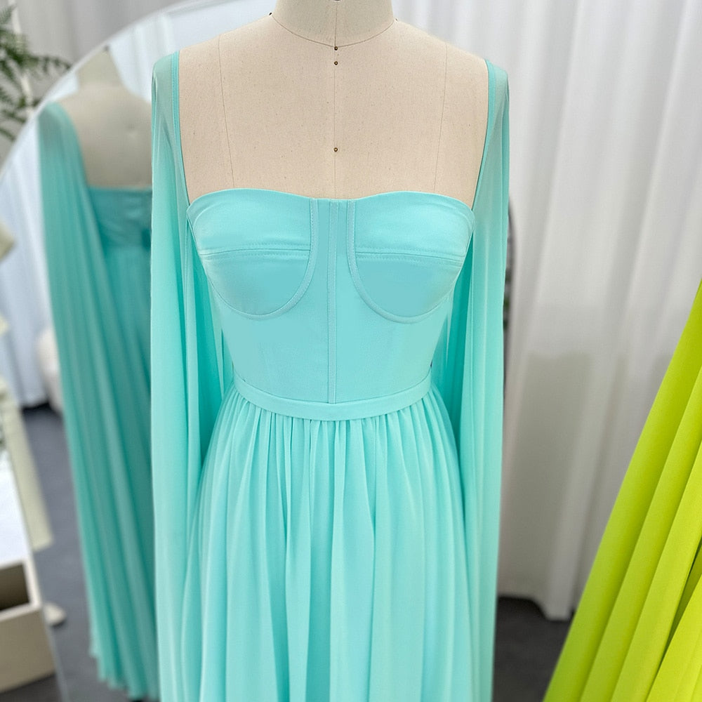 Evening Dresses with Cape Sleeves Elegant Women Wedding Party Formal Gown - Image 13