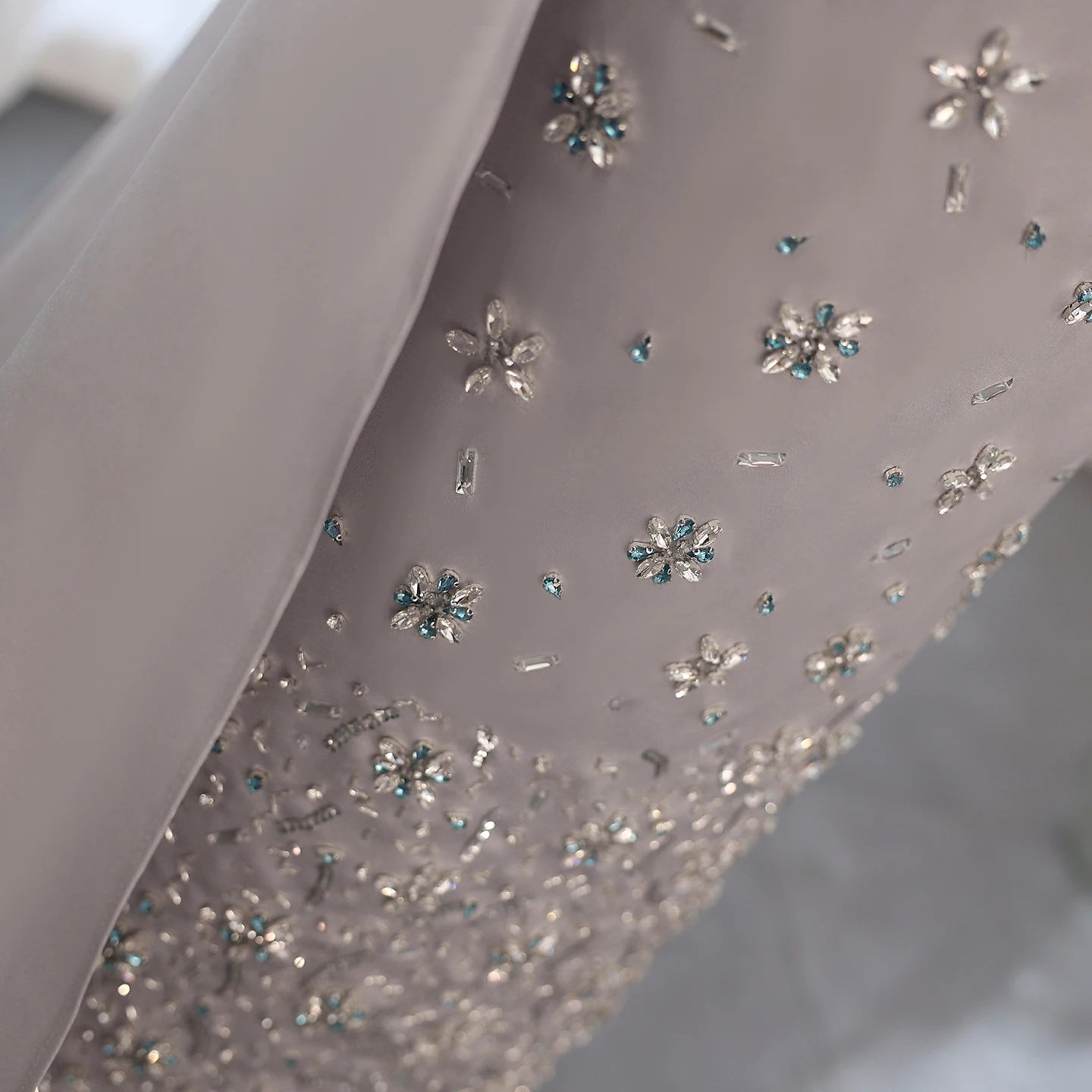 Luxury Crystal Gray Arab Evening Dress for Women Wedding Midi Formal Party Gowns with Train Ankle Length - Image 7