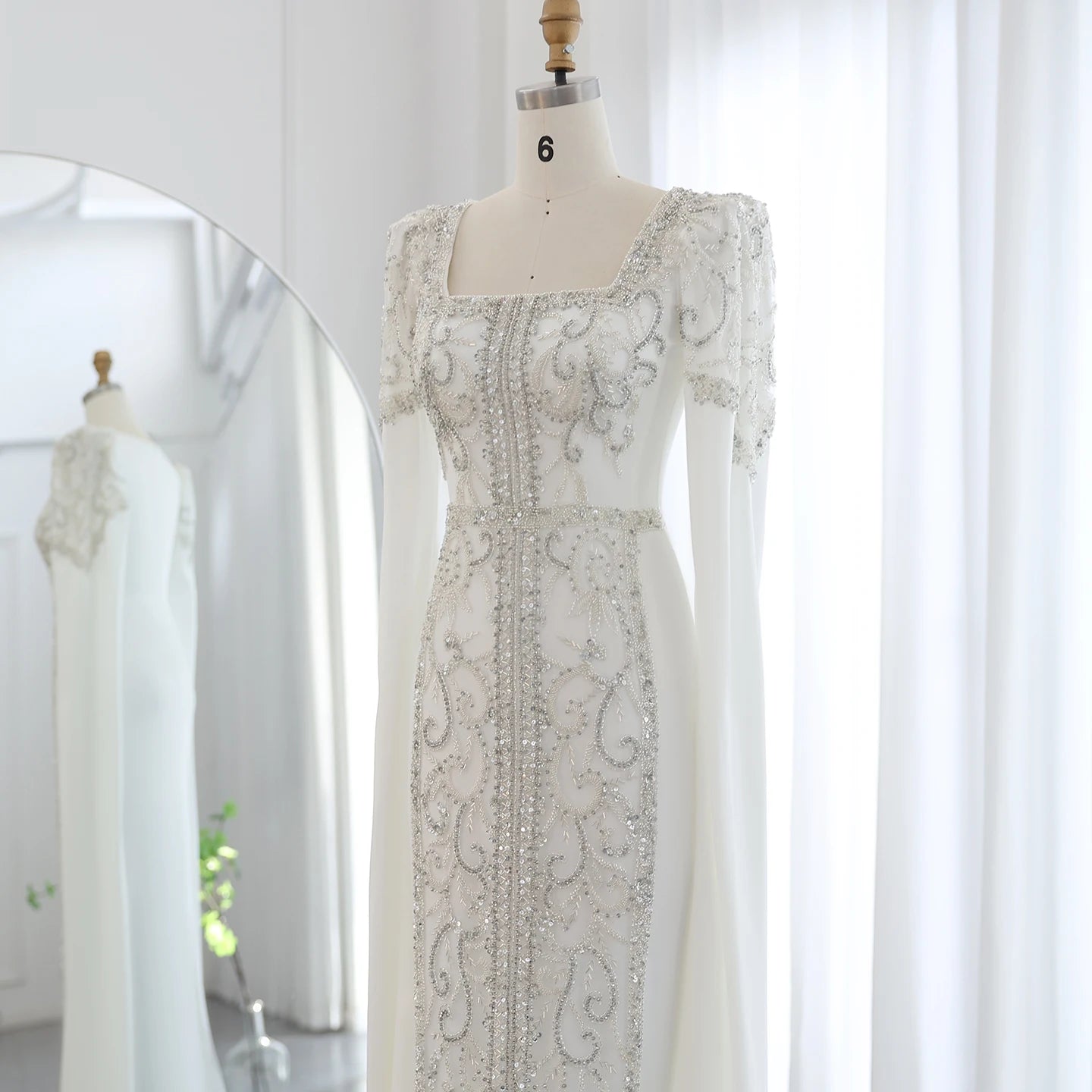 Luxury Mermaid kaftan Evening Dresses with Cape Sleeves Women Wedding Engagement Party Gowns - Image 17