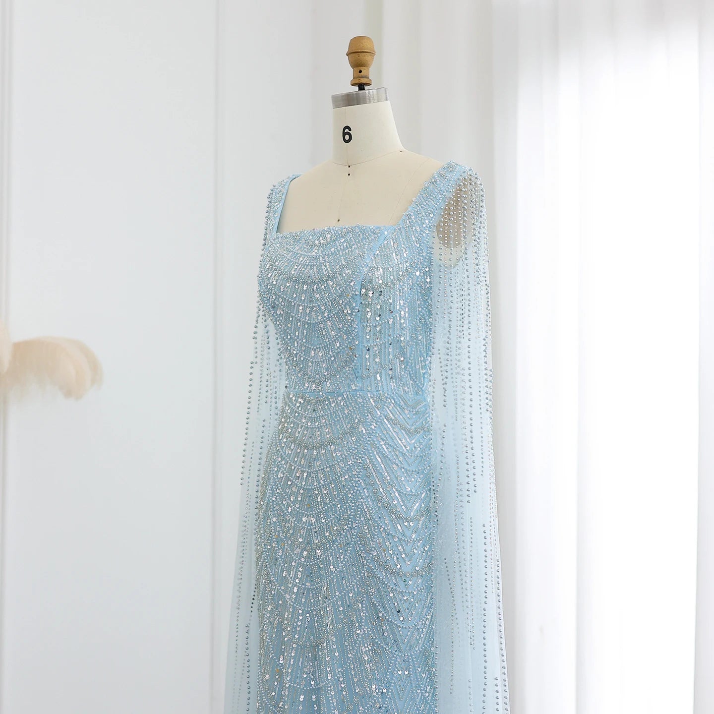 Beaded Mermaid with Cap Sleeves Evening Dresses for Women Champagne Formal Dresses Prom Dress - Image 10