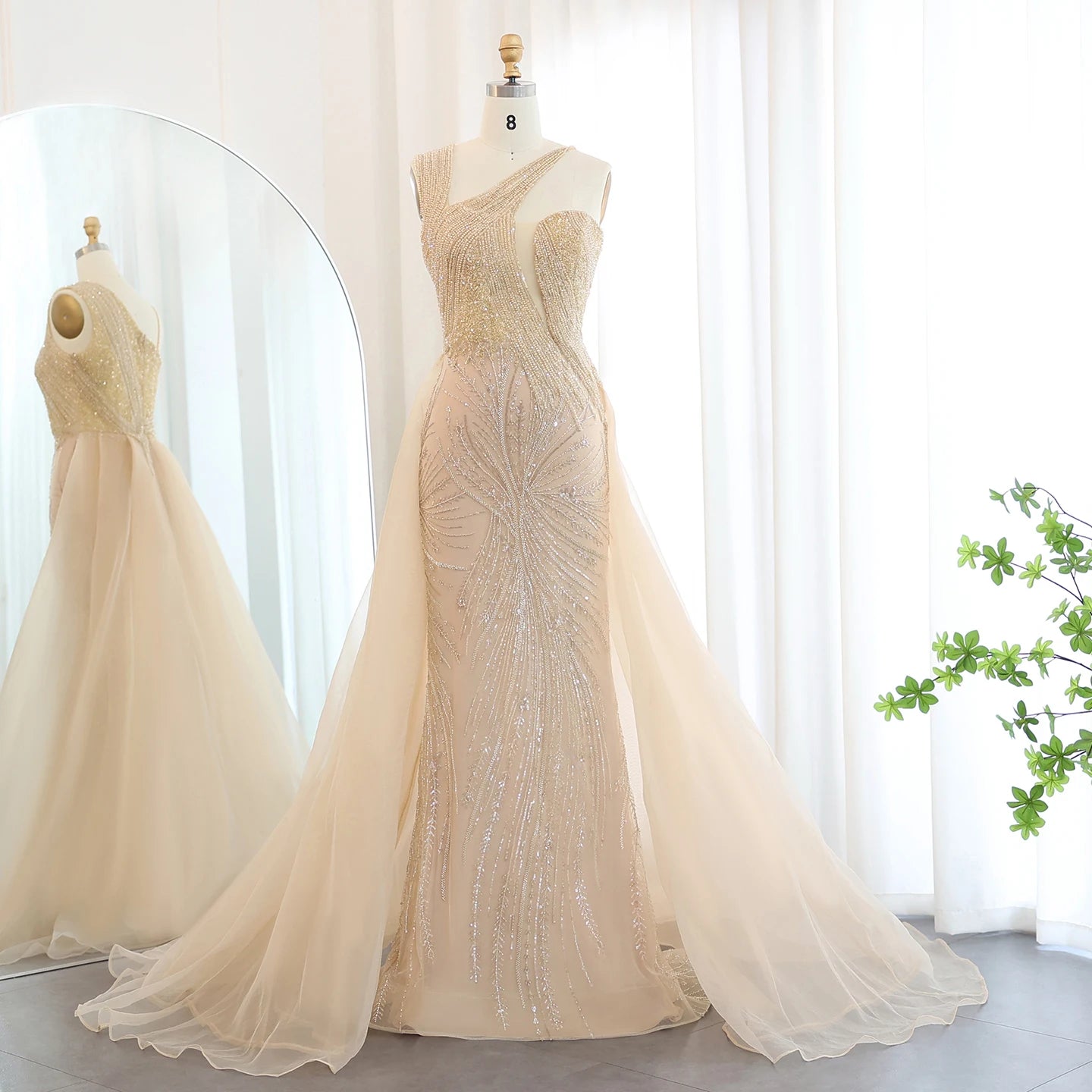 Luxury Evening Dress with Overskirt Elegant One Shoulder Women Wedding Party Prom Formal Gowns - Image 7