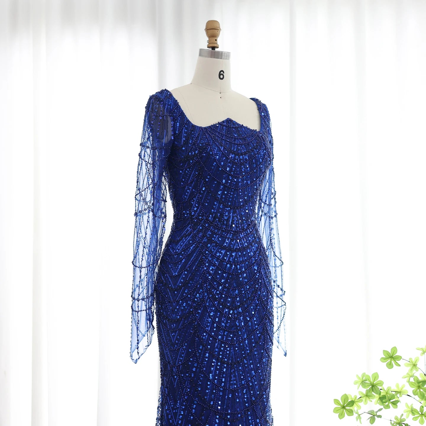 Beads Black Mermaid Long Sleeve Evening Dress for Women Champagne Formal Dresses Prom Dress - Image 13