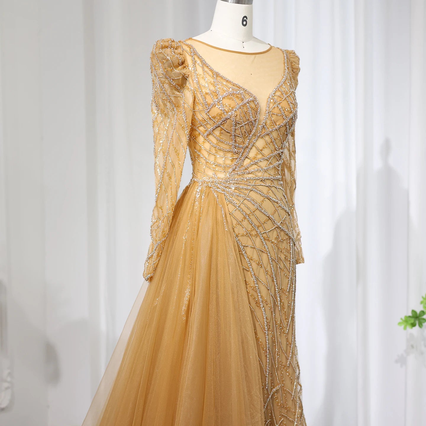 Luxury Mermaid Beaded Evening Dresses with Overskirt 2024 Plus Size Women Wedding Party Gown - Image 6