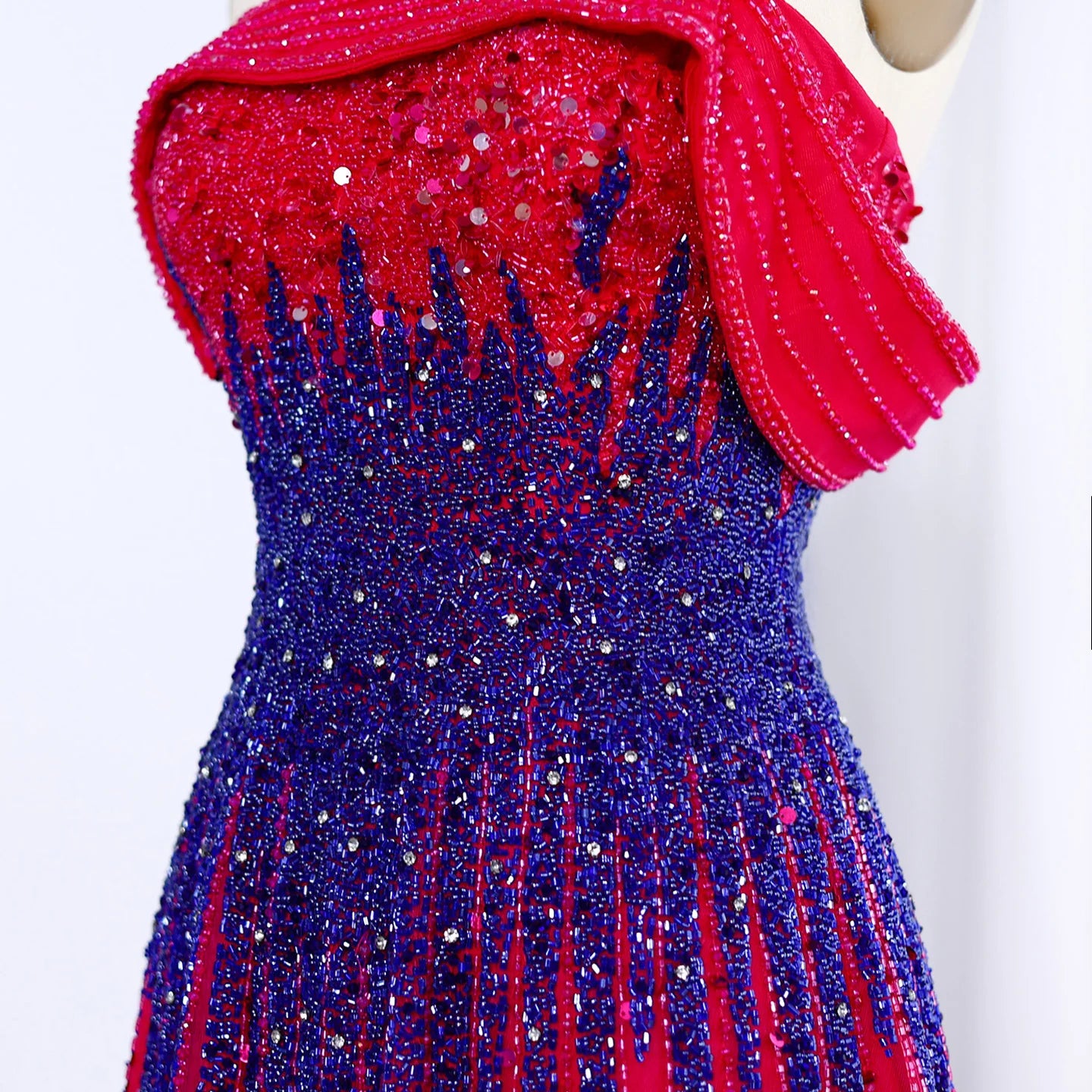 Turquoise Blue Luxury Evening Dress Elegant Off Shoulder Long Fuchsia Wedding Party Gown - Image 6