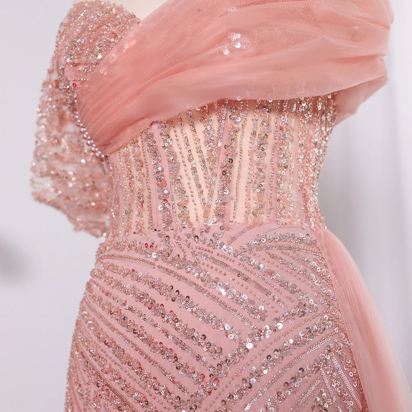Blush Pink Off Shoulder Elegant Evening Dress for Women Wedding Luxury Party Gowns - Image 3