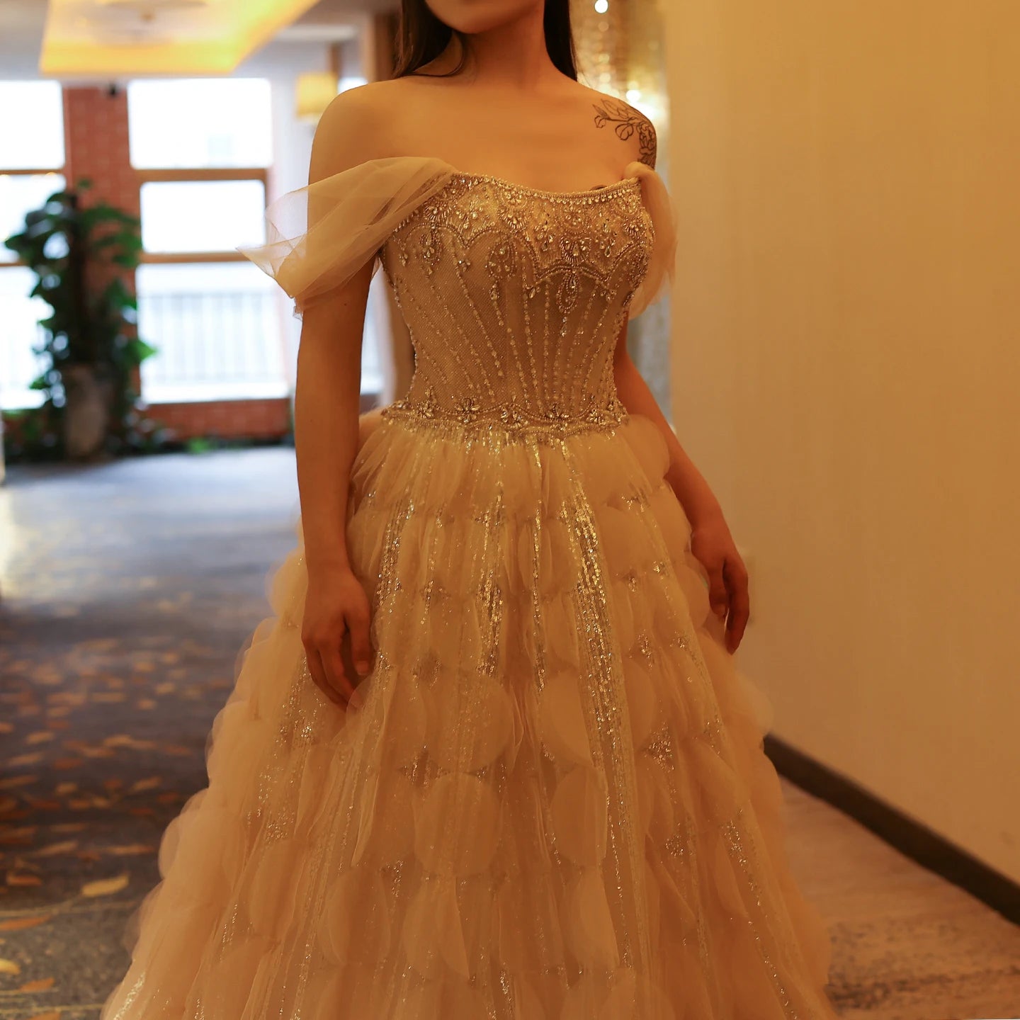 Crystal Princess Ball Gown Blush Pink Ruffles Evening Dress for Women Wedding Engagement Party Dress - Image 7