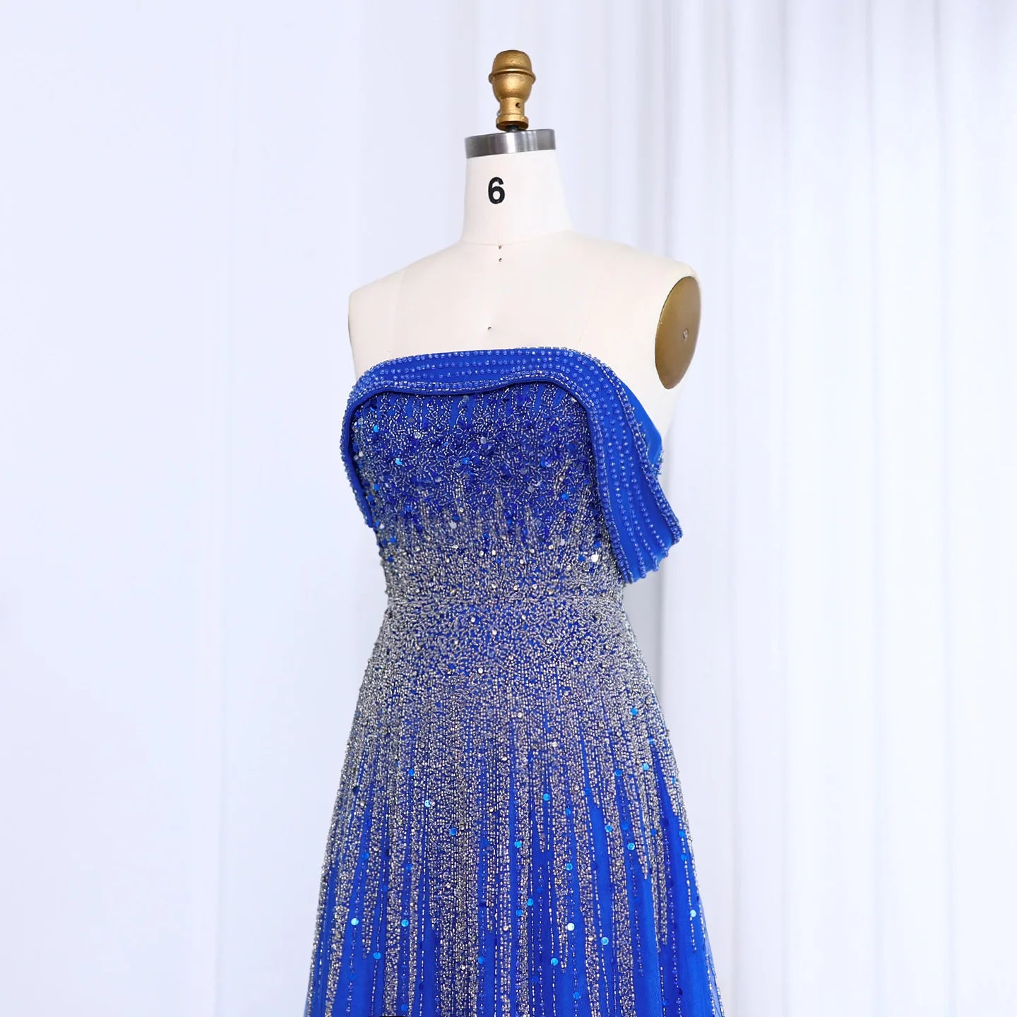 Turquoise Blue Luxury Evening Dress Elegant Off Shoulder Long Fuchsia Wedding Party Gown - Image 4