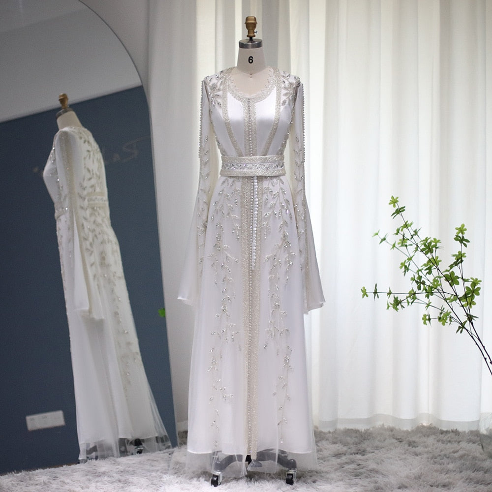 Luxury Kaftan Moroccan Evening Dresses Long Sleeve Women Wedding Party Gowns - Image 6