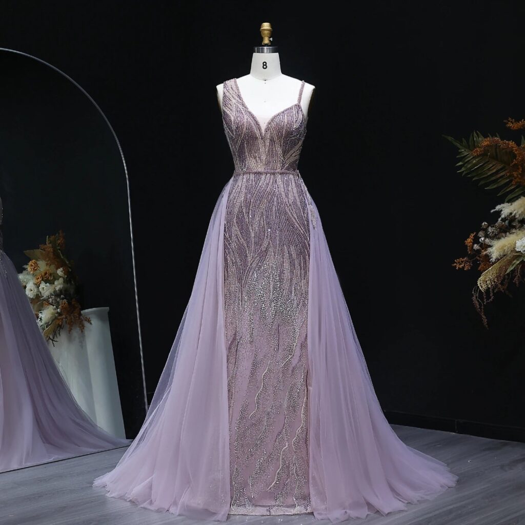 Luxury Dusty Pink Champagne Evening Dresses with Overskirt Women Wedding Party Gowns Customized