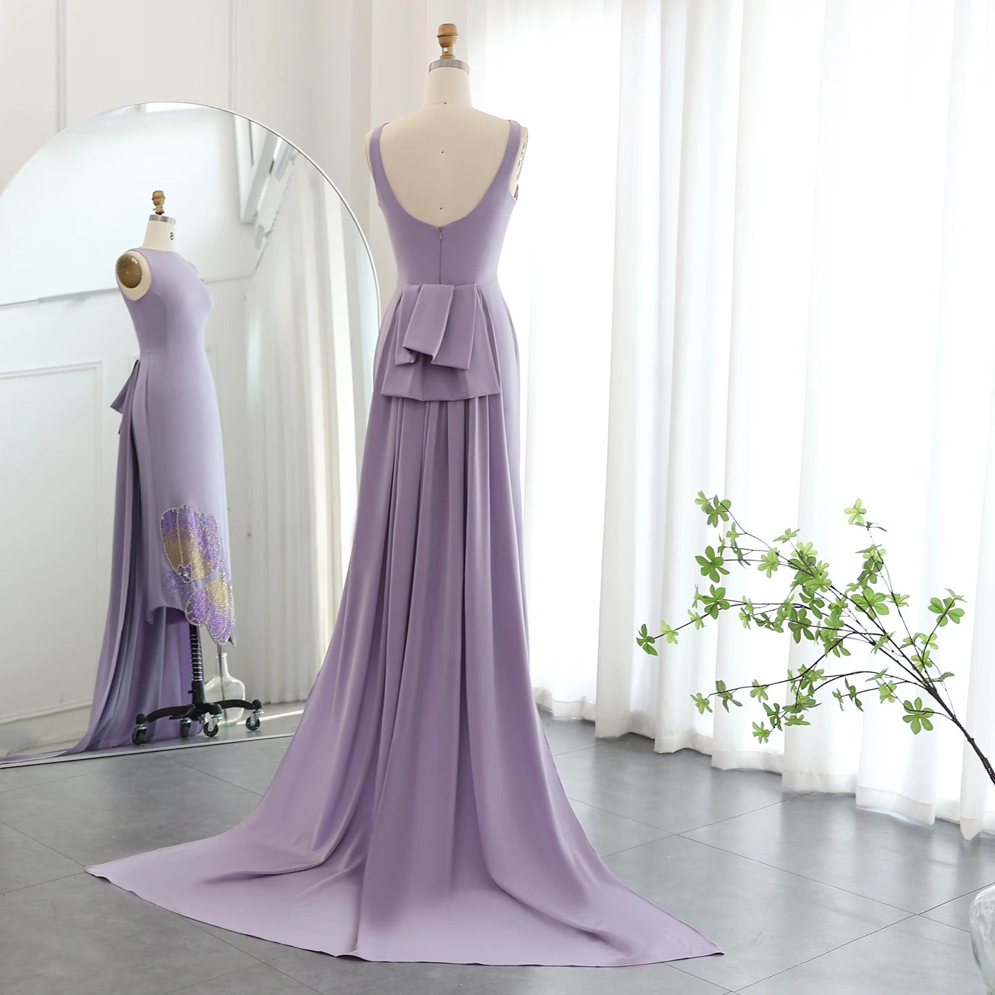 Pink Scalloped Evening Dresses Lilac Luxury Butterfly Beaded Women Wedding Party Gown - Image 12