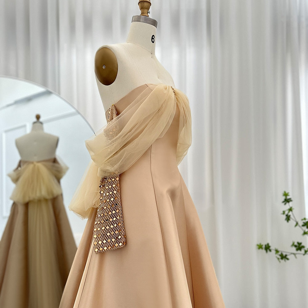 Crystal Luxury Evening Dresses for Women Wedding Party Long Sleeve Dress - Image 13