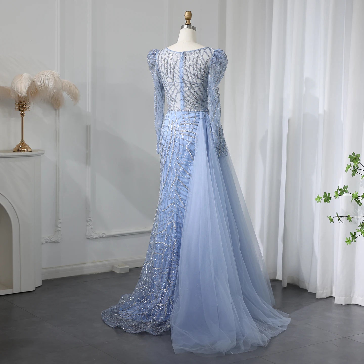 Luxury Mermaid Beaded Evening Dresses with Overskirt 2024 Plus Size Women Wedding Party Gown - Image 17