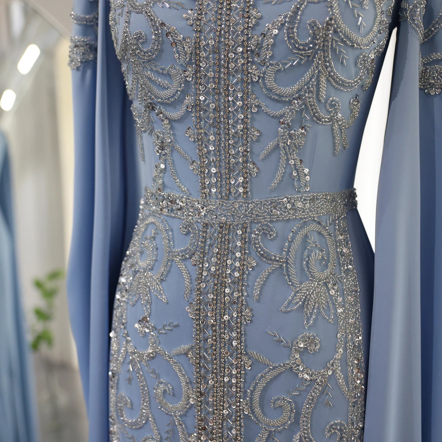 Luxury Mermaid kaftan Evening Dresses with Cape Sleeves Women Wedding Engagement Party Gowns - Image 5